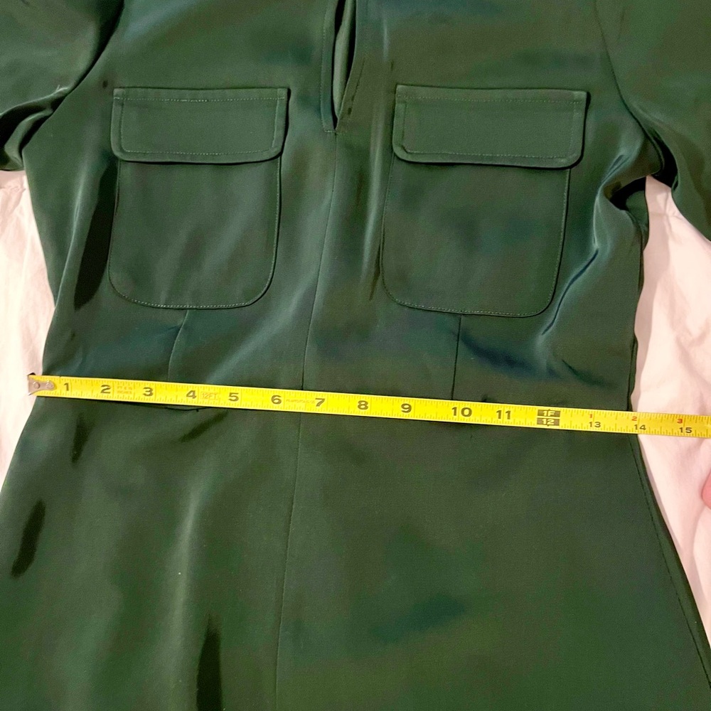Forest Green Short Sleeve Fully Lined Knee Length Dress - Picture 5 of 9